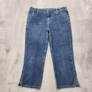 Vintage GLO Jeans Womens 3 Juniors Blue Mid Rise Capri Crop Side Slit Hem Casual